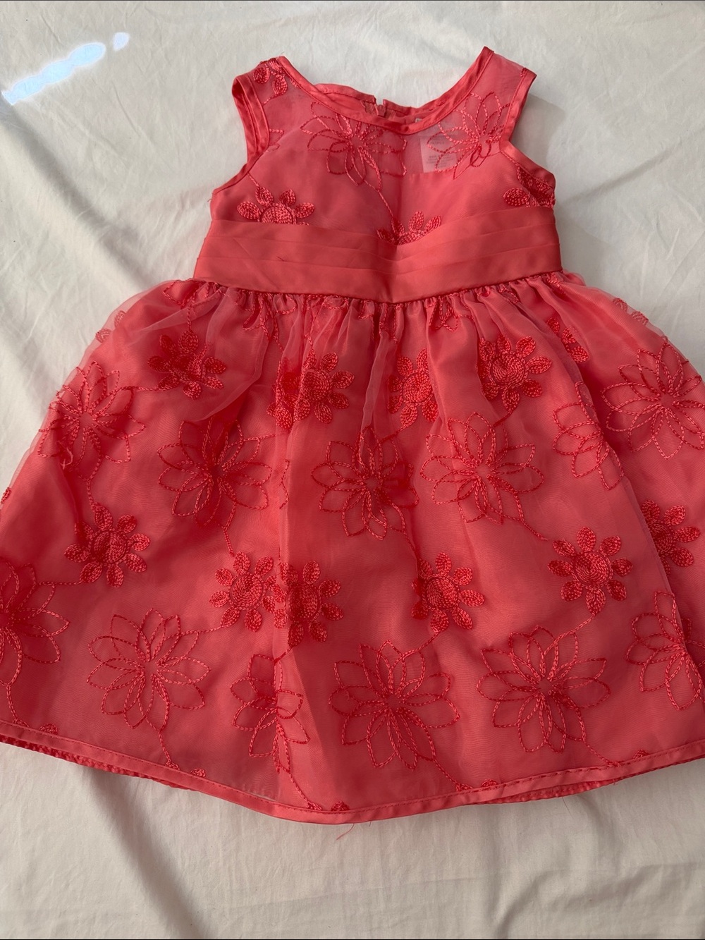 Girls' Coral Floral Embroidered Party Dress size 3T